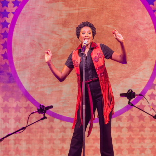 Courtnee Carter performing in the 2025 New York production of Rolling Thunder