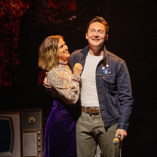 Cassadee Pope and Drew Becker performing in the 2025 New York production